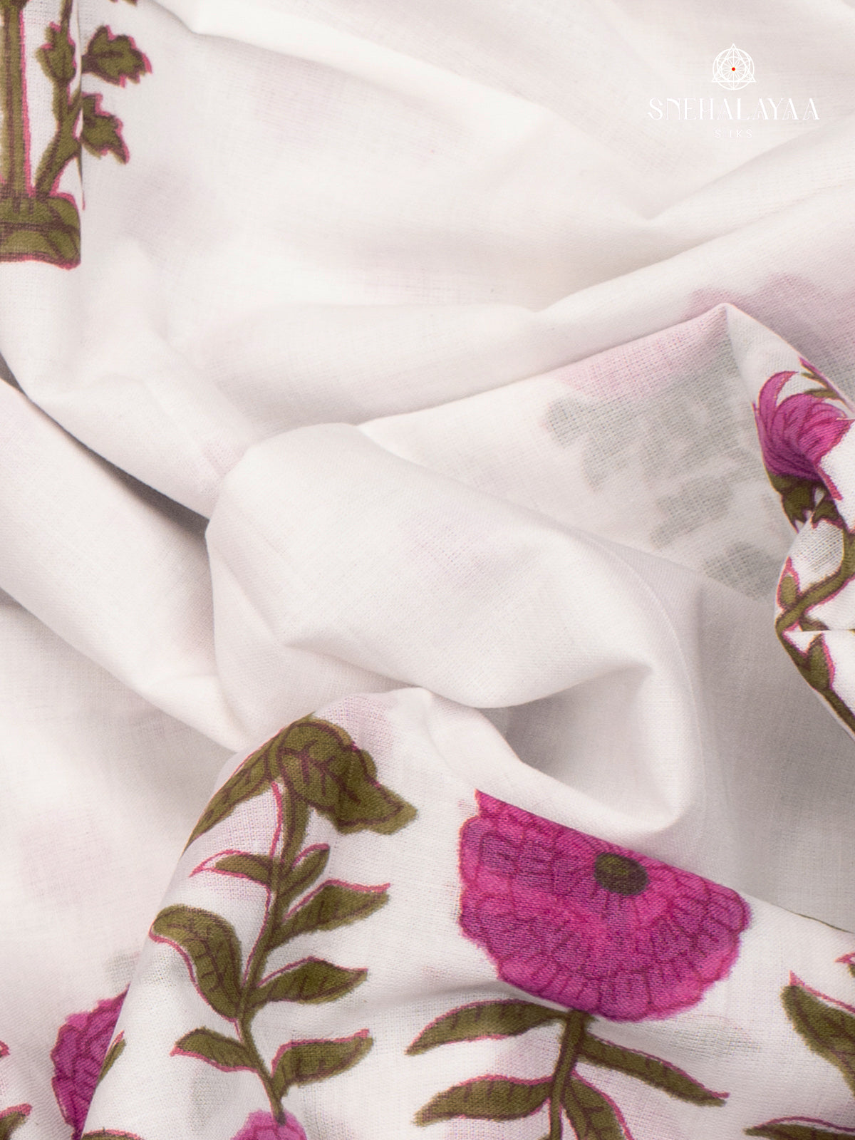 White Jaipur Cotton Saree